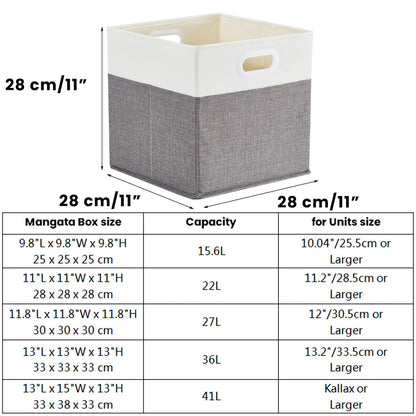 Mangata Cube Storage Boxes 28x28x28cm, Grey Cream White, 4Pcs