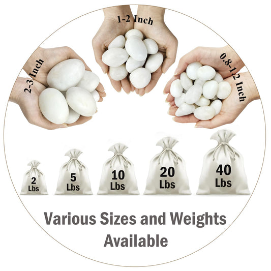 FANTIAN 9.1 Kgs White Decorative Stones for Garden, 30-50 mm White Pebbles for Plant Pots, Aquarium Rocks, Vase, Ponds and Fountain