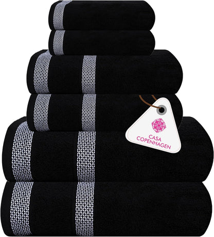 CASA COPENHAGEN Solitaire Towel Set, designed in Denmark, 600 g/m², Hotel & Spa, Kitchen & Bathroom, 6-piece set with 2 bath towels, 2 hand towels