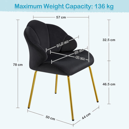 Yaheetech Velvet Armchair Accent Chair w/Shell Shaped Backrest, Black
