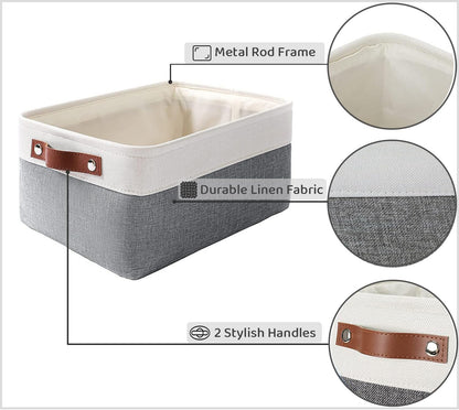 Mangata Fabric Storage Baskets, Set of 3 Organiser Boxes for Home, Bedroom, Dorm, Clothes(Small, Cold Grey)