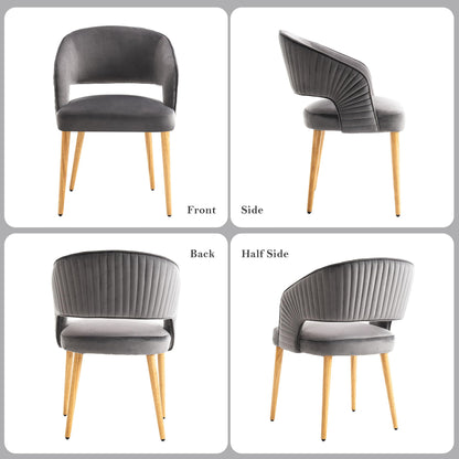 younturn Modern Velvet Upholstered Dining Chairs Set of 2, Comfortable Padded Kitchen Chairs with Armrests