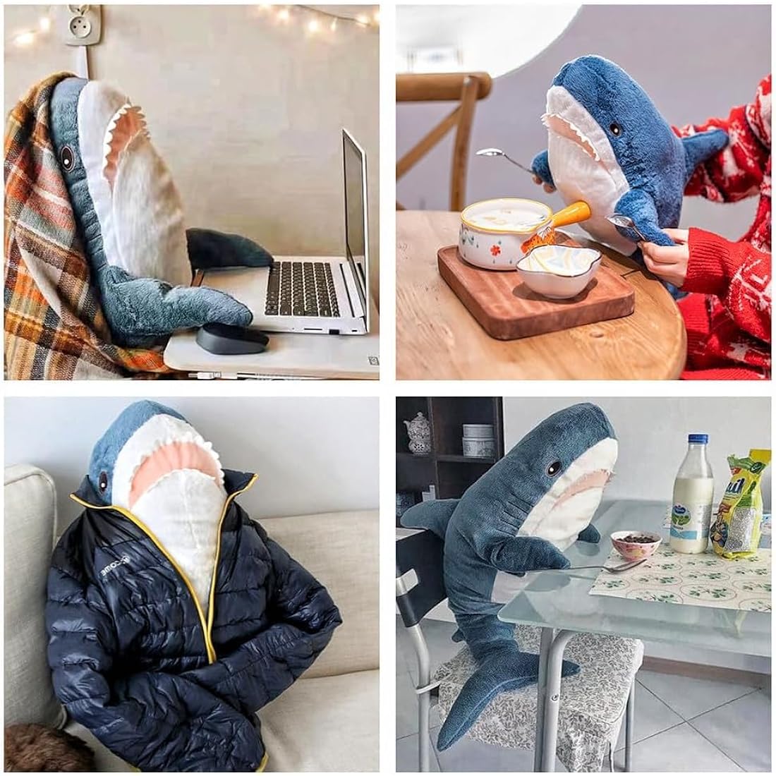 XIAOHONG 100cm Giant Shark Stuffed Animal Toy,Plush Shark Toys,Stuffed Animal Sharks,Soft Shark Cushion Pillow Shark Plush Pillow Stuffed Toy Throw Pillow for Home Decoration Kids Gift