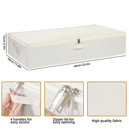 YheenLf Beige Under Bed Storage Boxes with Lids,2-Pack,60×30×15 cm