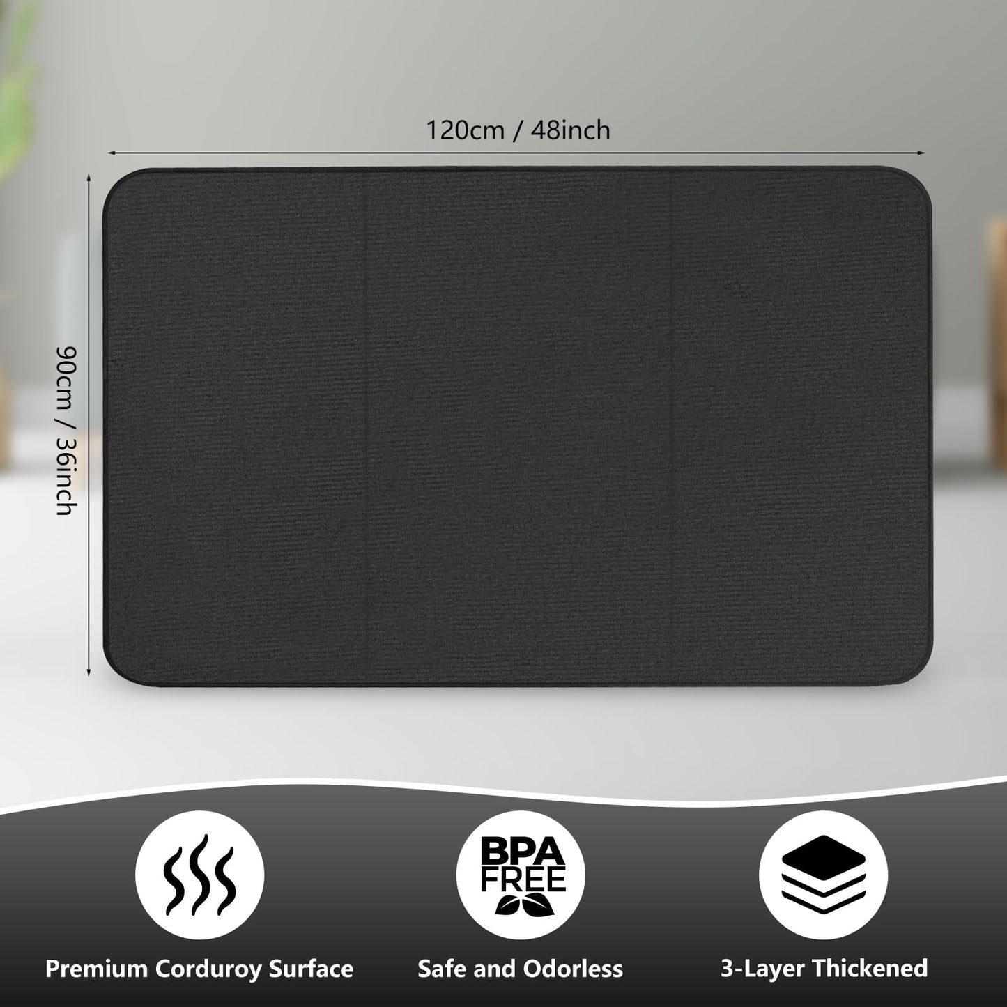 K KERNOWO Office Chair Mat for Carpet and Hardwood Floors, 47x35'' Corduroy Carpet Protector Chair Mat for Home & Office