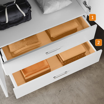 ELEGANT 2 Door Wardrobes with Clothes Hanging Rail and 2 Drawers, White