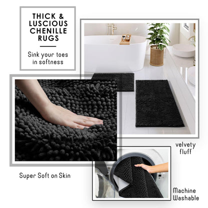 Clara Clark Black Bathroom Set - Bathroom Sets with Shower Curtain and Rugs, 26PC Bathroom Accessory Set
