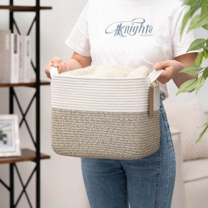 Cotton Rope Storage Baskets for Shelves, Decorative Woven Baskets for Closet Storage, Laundry Basket for Toy Towel Storage, Empty Gift Basket for