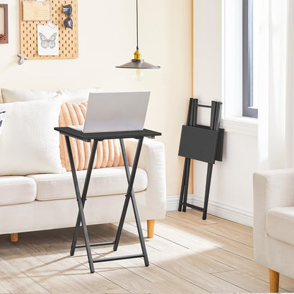 HOOBRO Folding Side Table, TV Tray Table for Eating, Small Industrial Sofa Snack Foldable Table for Small Spaces, Space-Saving, Black EBB27BZ01