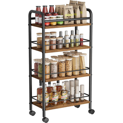 Asgolion 4-Tier Trolley, Space-Saving Kitchen storage trolley with Wheels
