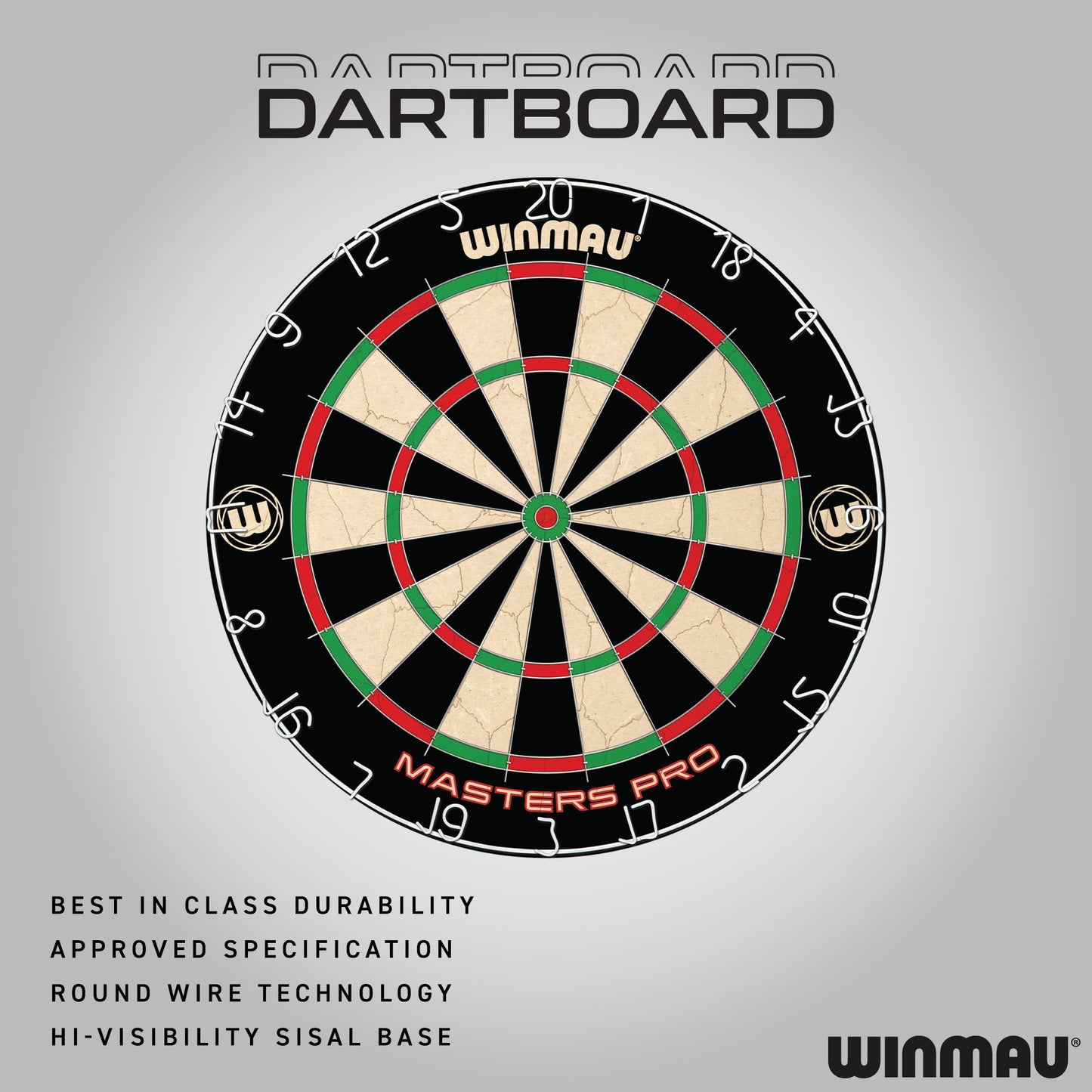 Winmau Darts - Masters Pro Premium Bristle Dartboard Set - Includes Dart Board, Darts, Flights, Shafts and Oche Strip - Professional Steel Tip