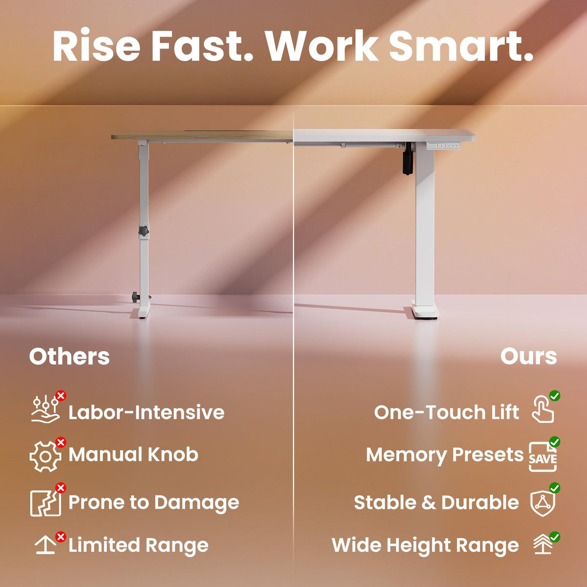 HUANUO Standing Desk 80x48cm mit 4 Memory height settings