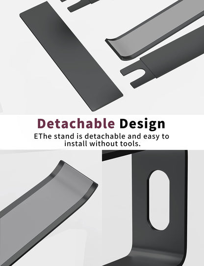 ALASHI Laptop Stand for Desk, Aluminum Computer Riser, Ergonomic Notebook Holder, Detachable Metal Laptops Elevator