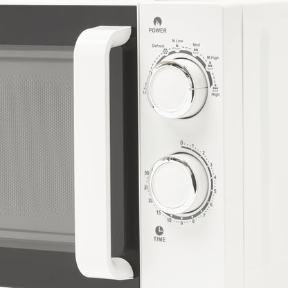 Haden 20L White Microwave - 800W Compact Countertop Microwave Oven with 6 Power Levels, 30-Min Timer & Defrost Function  Perfect for Kitchens, Dorms,