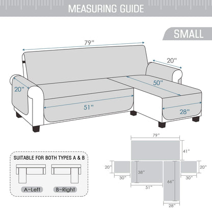 TAOCOCO Corner Sofa Bed Cover Reversible 2 Seater Chaise End Sofa Cover L Shape Sofa Protector for Pets Furniture Sofa Protector (Pale Grey)