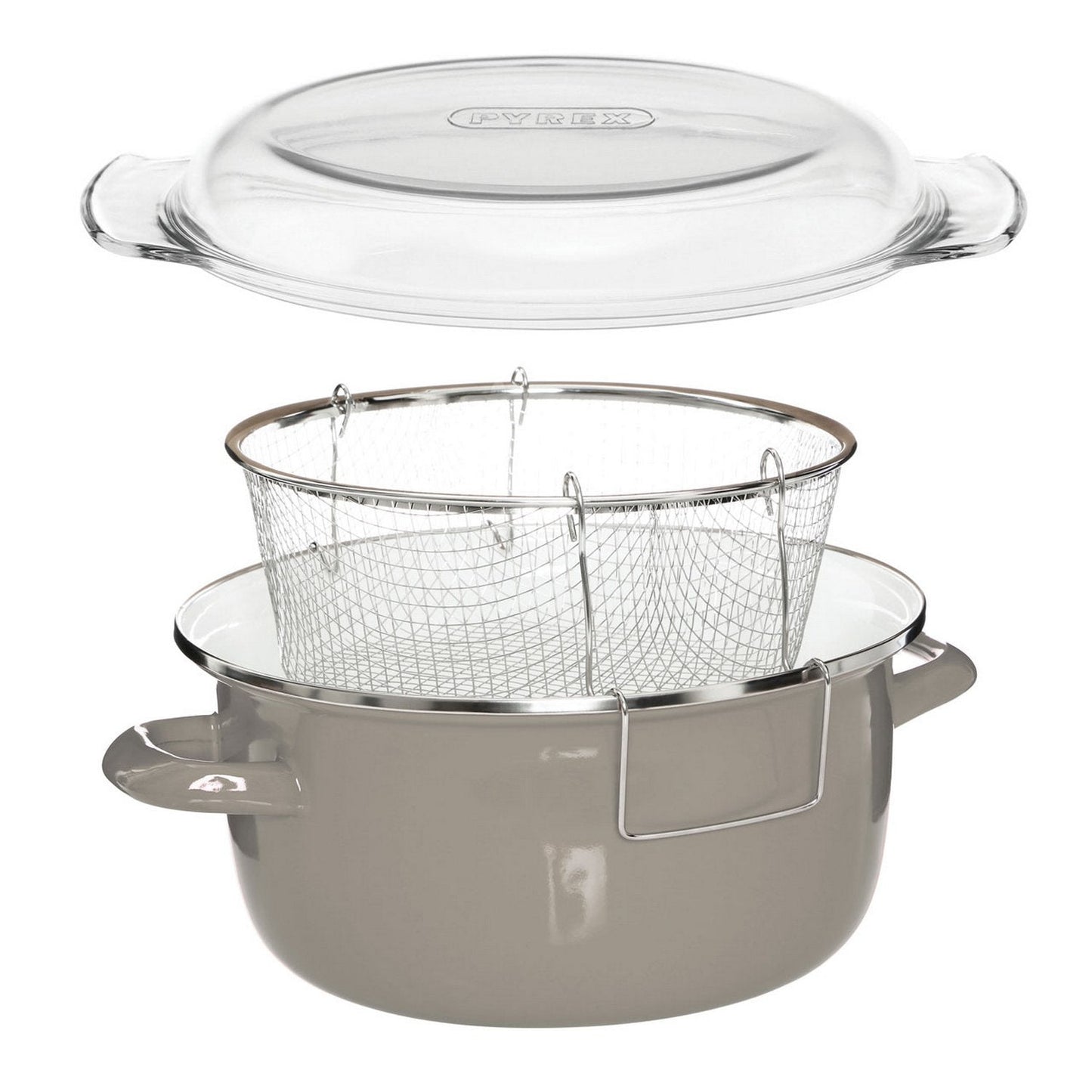 Premier Housewares Deep Fryer with Pyrex Lid, 5 Litre, Grey
