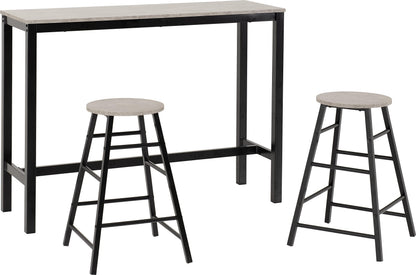 Seconique Athens Breakfast Bar Table and 2 Chairs Set in Concrete Effect