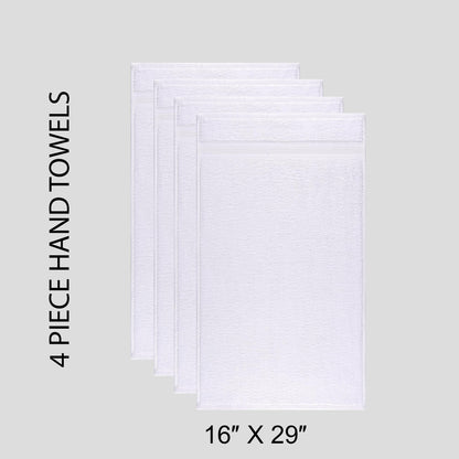 Quick-Dry 4 Pieces White Hand Towels - Highly Absorbent 100% Turkish Cotton - Perfect Lightweight Towel for Bathroom, Kitchen, Guests, Pool, Gym
