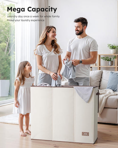 SOLEDI Laundry Basket 3 Compartment with lid and 3 Pcs Laundry Bag Large Hamper 180L, Laundry Basket Laundry sorter Clothes hamper for Laundryroom