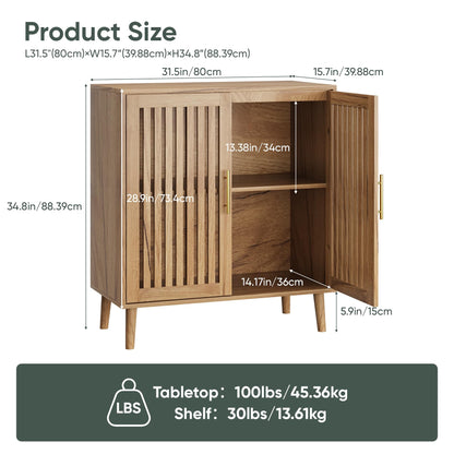 Smart FENDEE Sideboard Cabinet, Farmhouse Buffet Cabinet with Slatted Doors & Adjustable Shelf, Coffee Bar Storage Cabinet for Kitchen, Dining Room