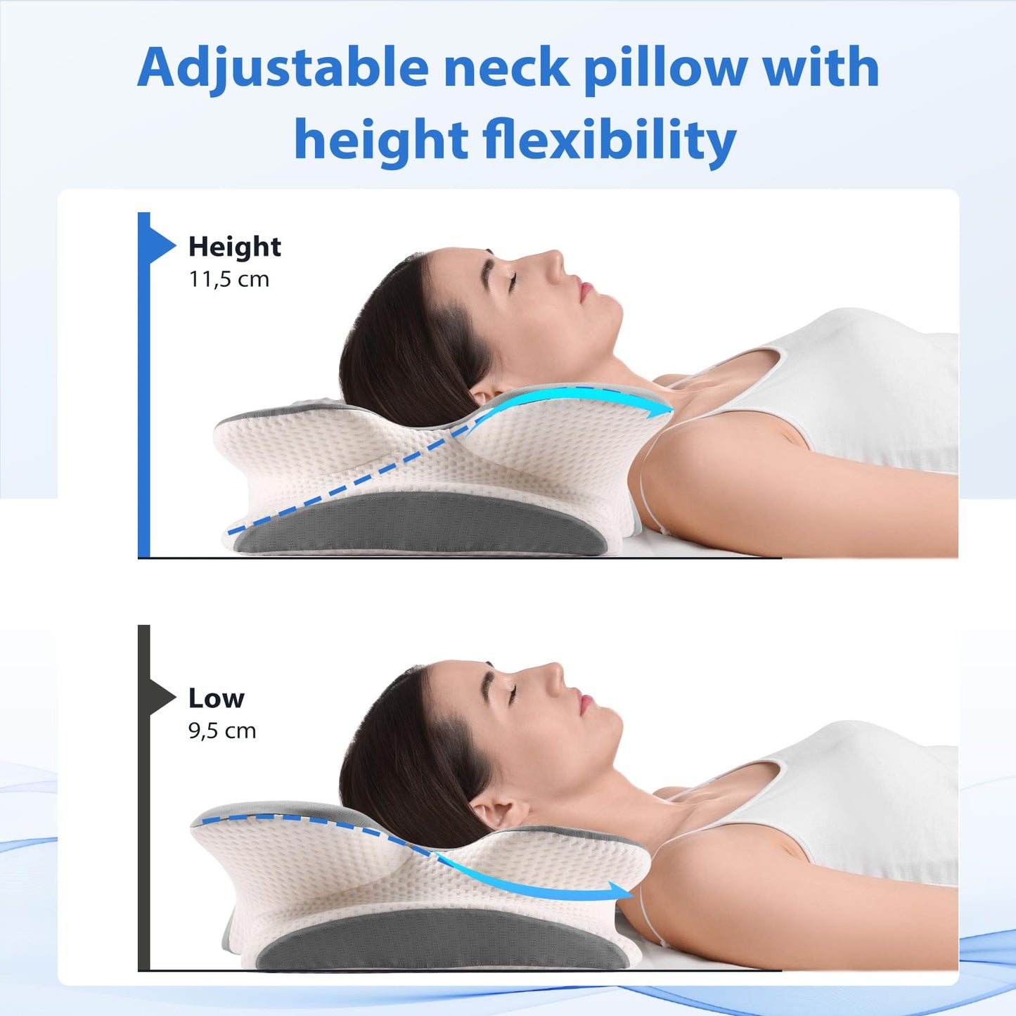 MULISOFT Memory Foam Pillow, Comfortable Pillow, Supportive Neck pillow, Ergonomic side sleeper pillow (GREY)