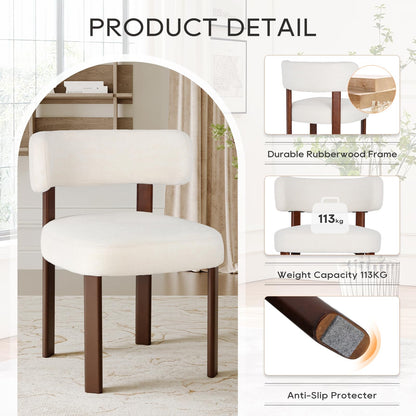 COLAMY Wooden Dining Chairs Set of 6, Fabric Chairs for Dining Room with Open Curved Backrest and Thick Seat Cushion