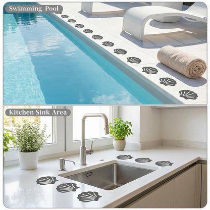 KIMHOME 12Pcs Non-Slip Stickers, Self-Adhesive Bath Safety Strips Shell Design for Shower Floor & Bathtub & Stairs(Grey)