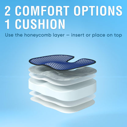 Healthfix Orthopedic Seat Cushion, Office Chair, Coccyx Relief with Honeycomb Layer and Velour Cover, Ergonomic Seat Cushion for Office, Car, Home