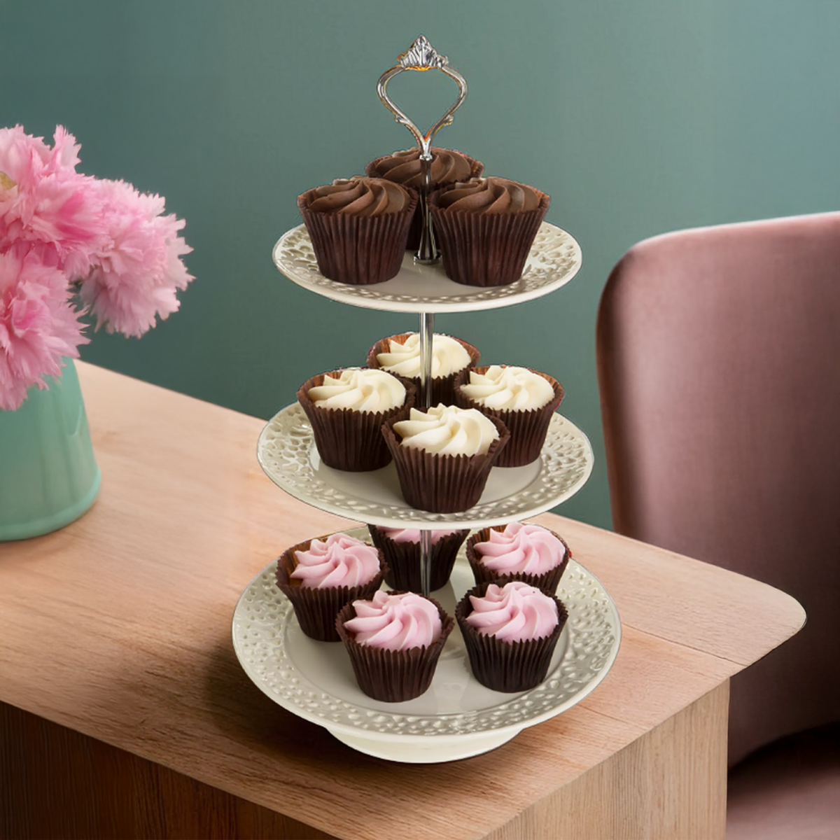 3 Tier Ceramic Lace Cake Plate