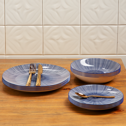 Maya 12 Piece Blue And White Dinner Set