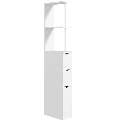 HOMCOM Tall Bathroom Cabinet, Bathroom Storage Cabinet W/ Shelf, Drawers White