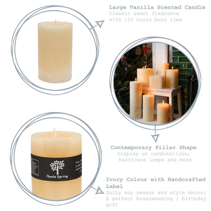 14.5cm Vanilla Round Pillar Candle