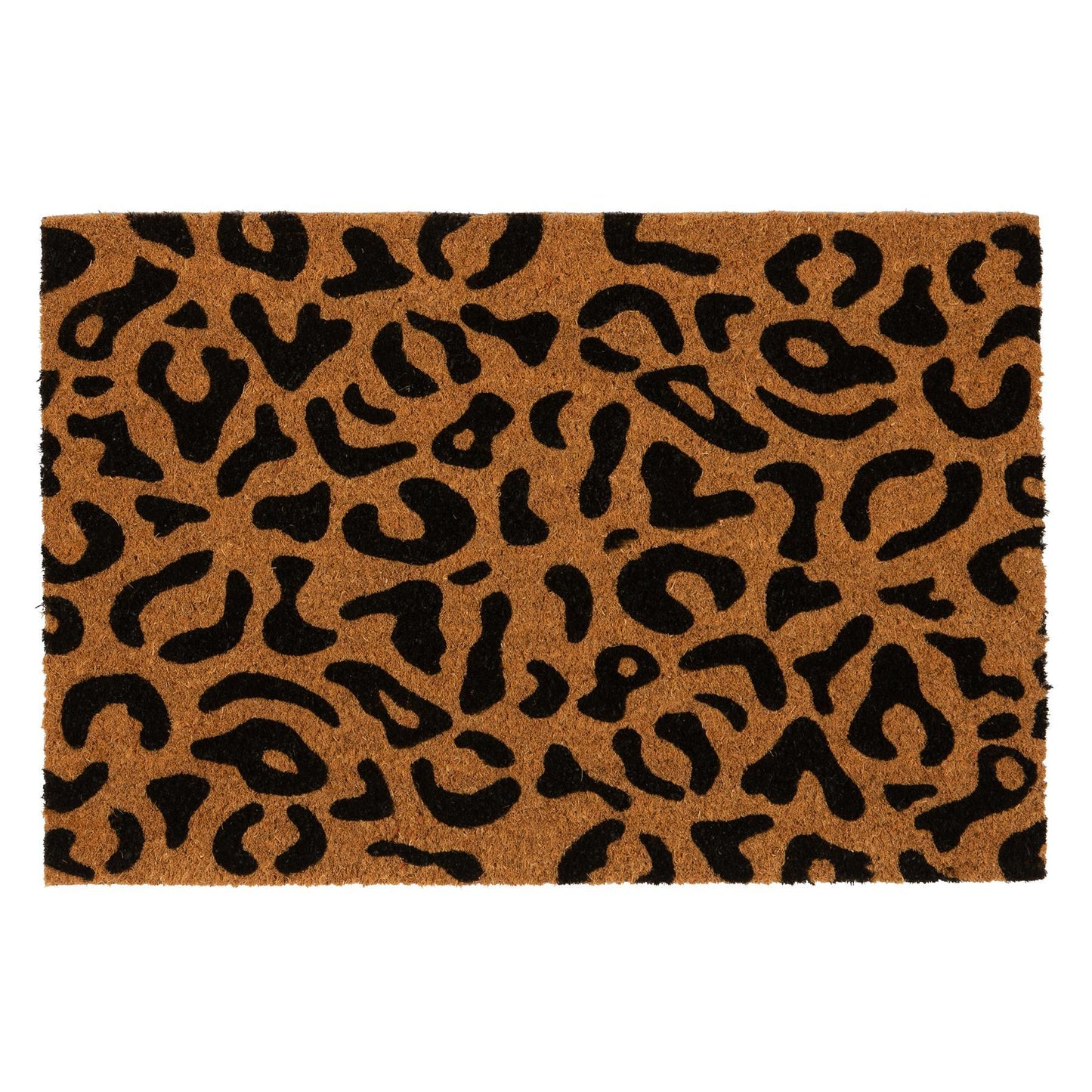 60cm x 40cm Black Leopard Print Coir Door Mat