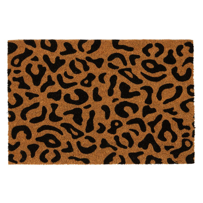 60cm x 40cm Black Leopard Print Coir Door Mat
