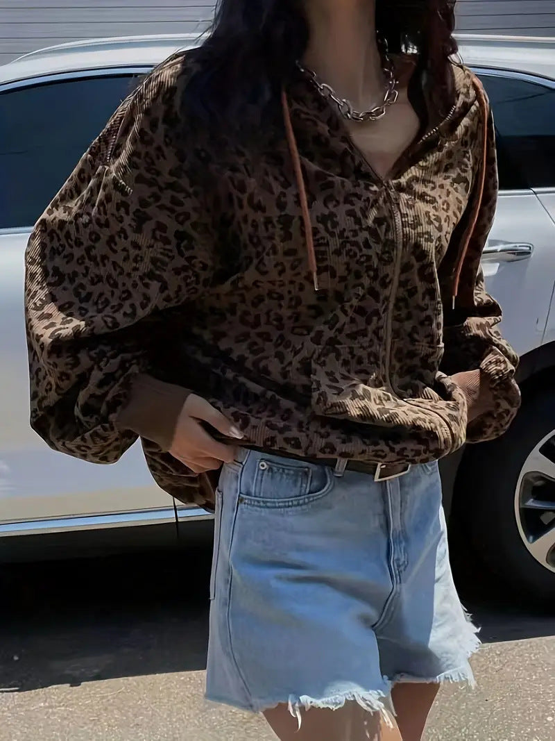Loose-fitting Casual Corduroy Jacket With Long Sleeves