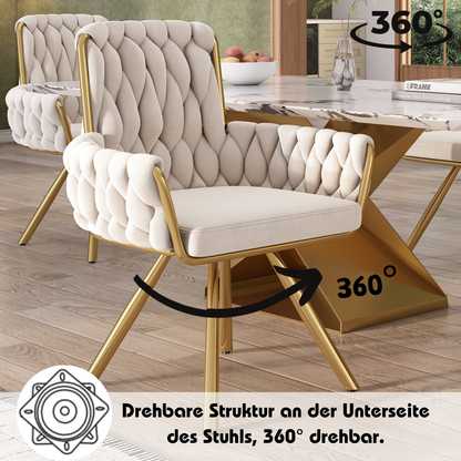 Set of 2/4/6,velvet dining chair,Armchair,single luxurious Leisure swivel chair with four metal support legs,beige