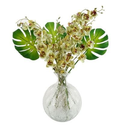26cm Clear Fern Print Glass Bottle Vase