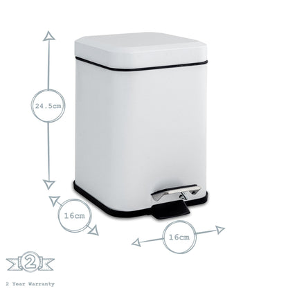 White Round Toilet Brush & Square Bin Set