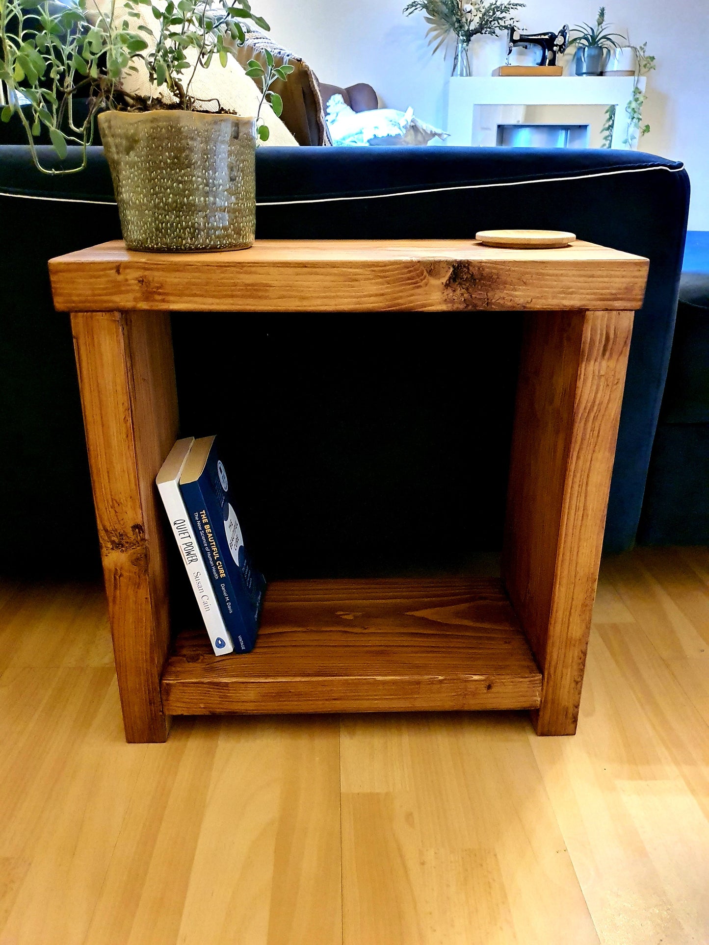 Solid Wood Rustic Coffee Table with Timber Legs