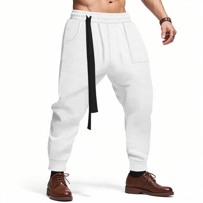 Men's Casual Pants Solid Waffle Male Hip Hop Streetwear Track Pants Joggers Trousers Fashion Harajuku Men Pants