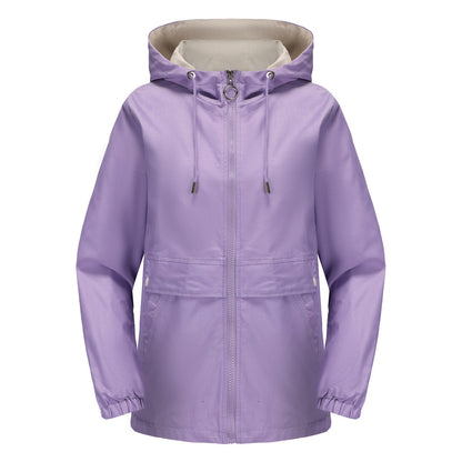 New Hooded Solid Color Trench Coat For Women