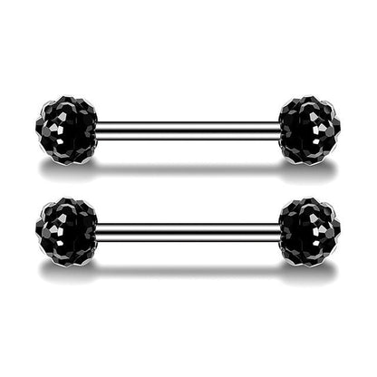 Black Full Drill Ball Straight Wings Heart Shaped Body Piercing Jewelry