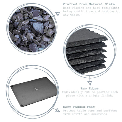 13pc Black Heart Slate Placemats Set