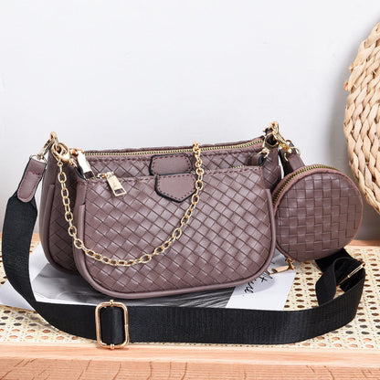 Fashion Woven Pattern PU Leather Crossbody Bag
