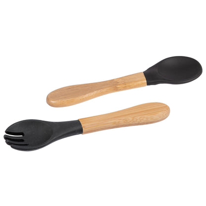 2pc Bamboo Baby Weaning Fork & Spoon Set