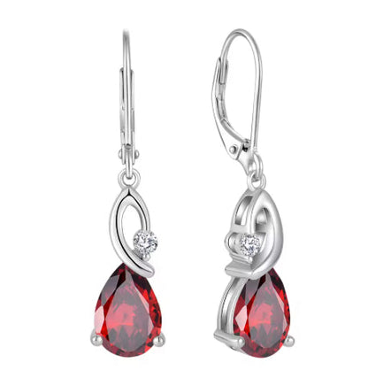 Light Luxury Water Drop Copper Zircon Earrings Female Temperament High Sense