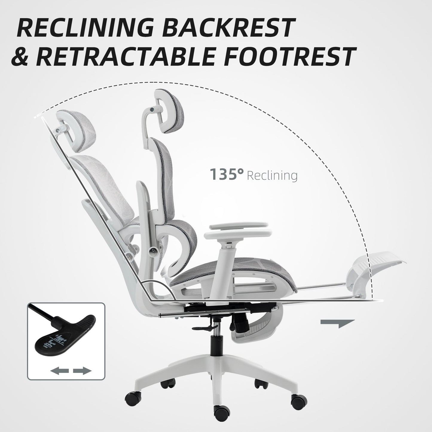 HOMCOM Multi-Adjustable Mesh Office Chair - Grey and White