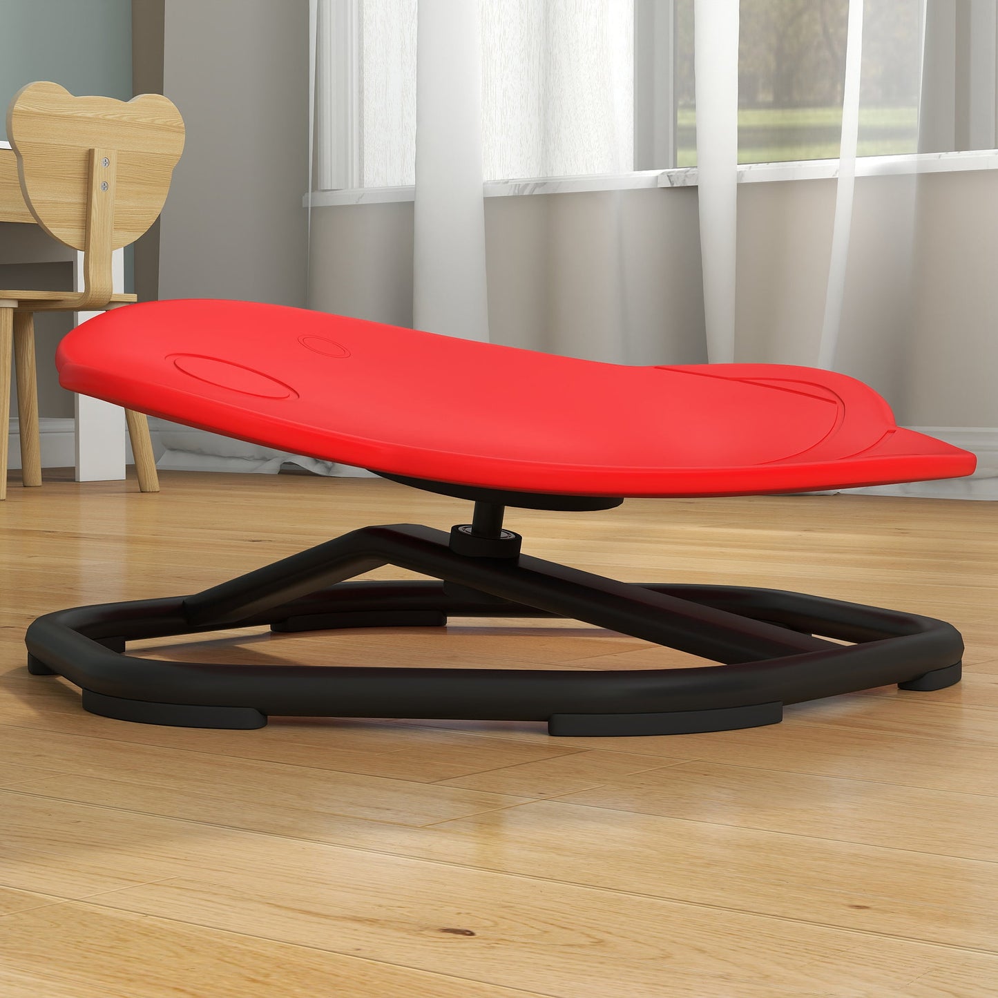 AIYAPLAY Planet-Shaped-kids Swivel Chair, Sensory Spinning Chair for Balance, Coordination Training, Red