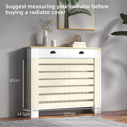 HOMCOM 95.5H x 111Wcm Radiator Cover, with Drawer - White