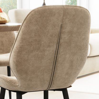 HOMCOM Dining Chairs Set of 2, Upholstered Kitchen Chairs with Metal Legs, Brown